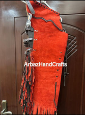 Men American Native Western Cowboy Vintage Suede Leather Chap, Men Leather Pant