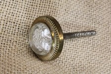 Old Picture Screw Nail Clear Glass White 8 Point Star Vintage Curtain Tieback #2 Old Picture Screw Nail Clear Glass White 8 Point Star Vintage Curtain Tieback #2 - Image 1