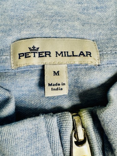 Peter Millar Mens 1/4 Zip Shirt Pullover Blue Long Sleeve Casual Medium EUC - Picture 3 of 10