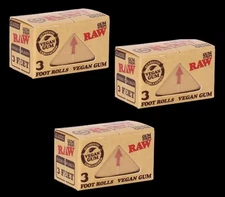 3X RAW ROLLING PAPERS Classic GUM STRIPS 3 FEET PER BOX/ 9 FEET TOTAL