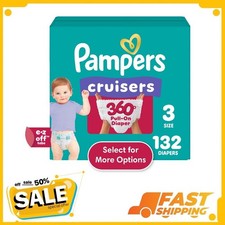 Pampers Cruisers 360 Baby Diapers Size 3, 132 Count, NEW, FreeShipping