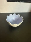 Fire King Pastel Milk Glass Leaf & Blossom Lotus Bowl 4.5" Wide Vintage