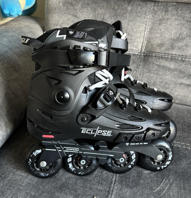 Flying Eagle Eclipse Inline Skates Black 4-Wheel w/ White Laces (Pair)
