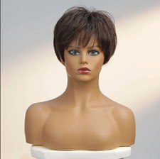 Ladies Wigs Women's Wig Short Dark Dark Brown Curly Hair Wig Wig