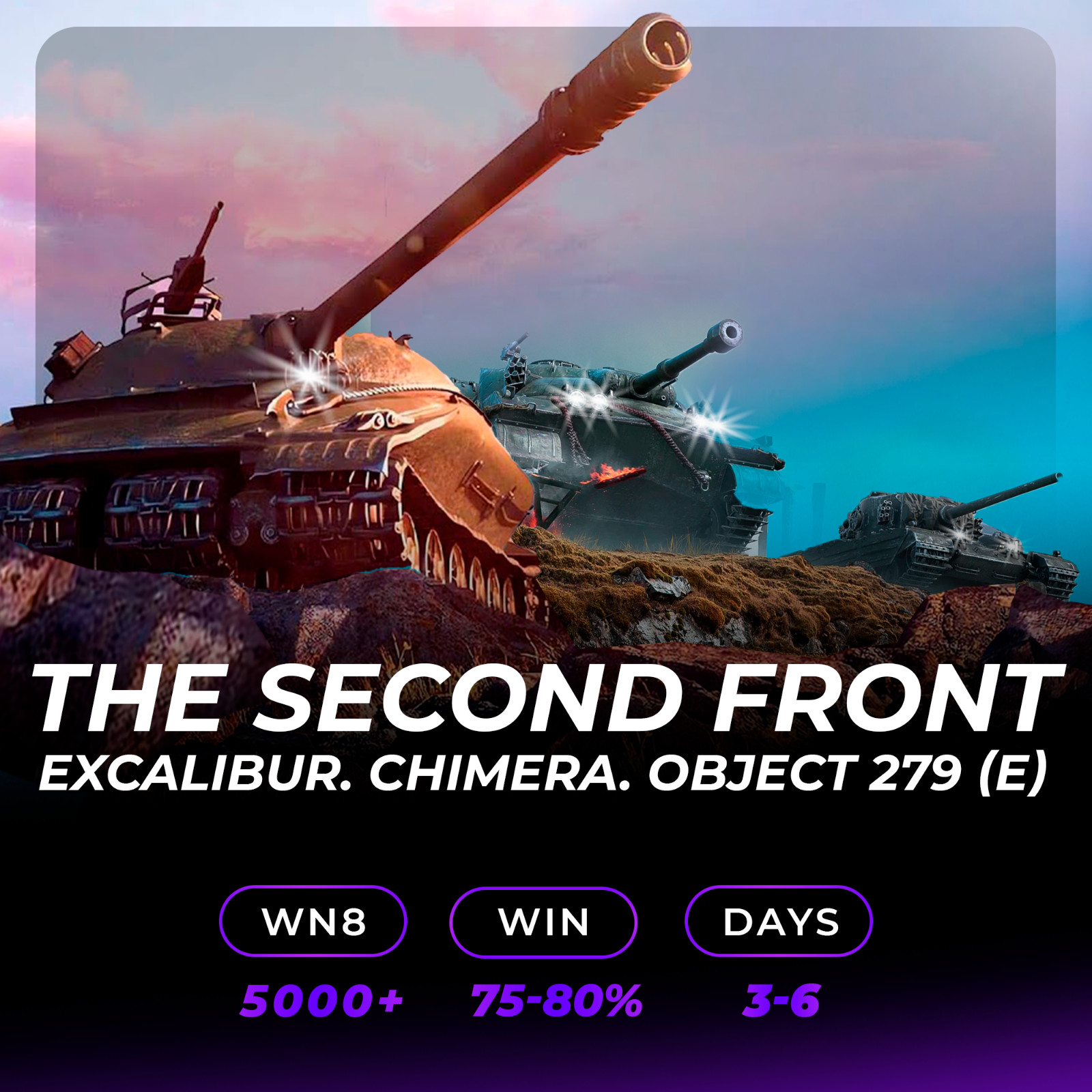 World of Tanks (PC) | Excalibur Chimera Object 279 (E) | Wn8 | 3-6 días | UE