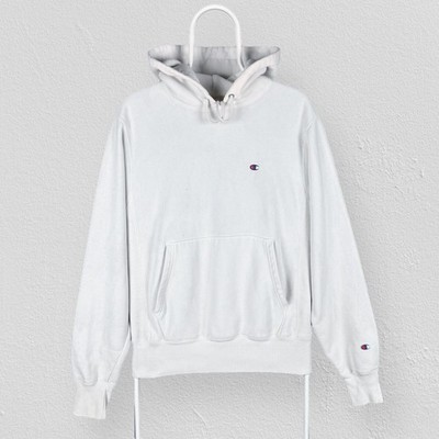 Vintage Champion weißer Reverse Weave Hoodie schwer Herren Small