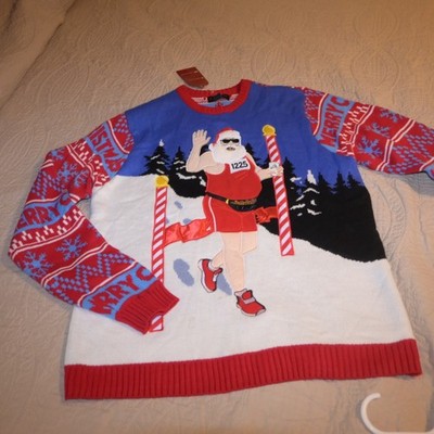 Blizzard Bay size L Santa running marathon with his milk and cookies Sweater