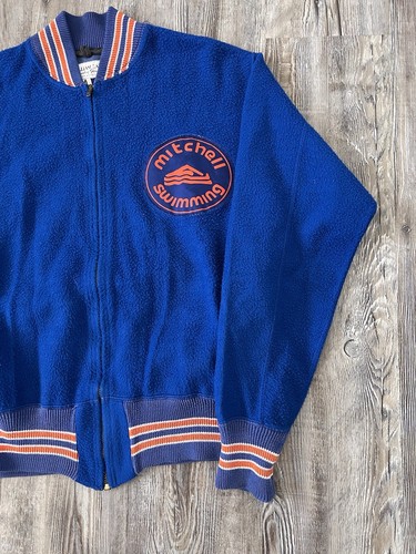 Vintage 60s 70s Track Suit Mens Medium Cotton Blue Orange Talon Rare - Picture 3 of 17
