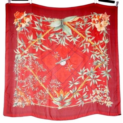 HERMES Seidentuch SERENITE Carre Mousseline Chiffon rot mit Etikett ohne Kart...