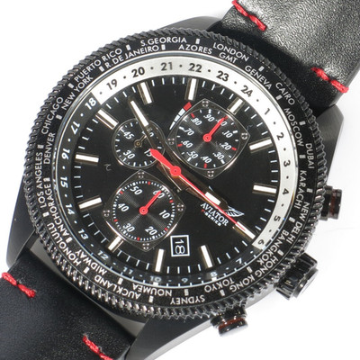 PRL) AVIATOR WATCH WRISTWATCH WATCH STAINLESS STEEL CHRONOGRAPH
