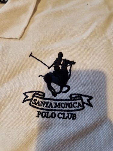 Santa Monica White Polo Shirt Mens Large - Picture 2 of 7