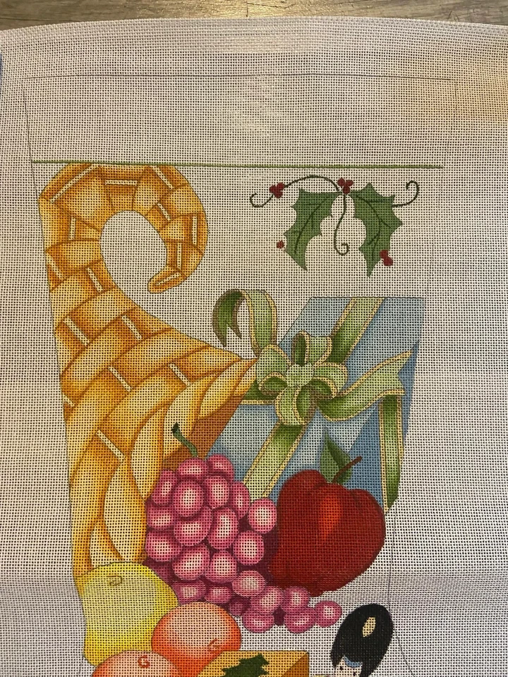 Handpainted Needlepoint Stocking Canvas | Vintage LABORS OF LOVE | Embroidery - Image 2 of 4
