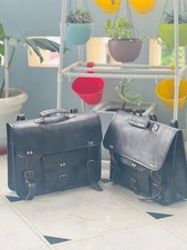 15" Ideal Leather Messenger Satchel Black motorcycle bag Big Tool bag Free