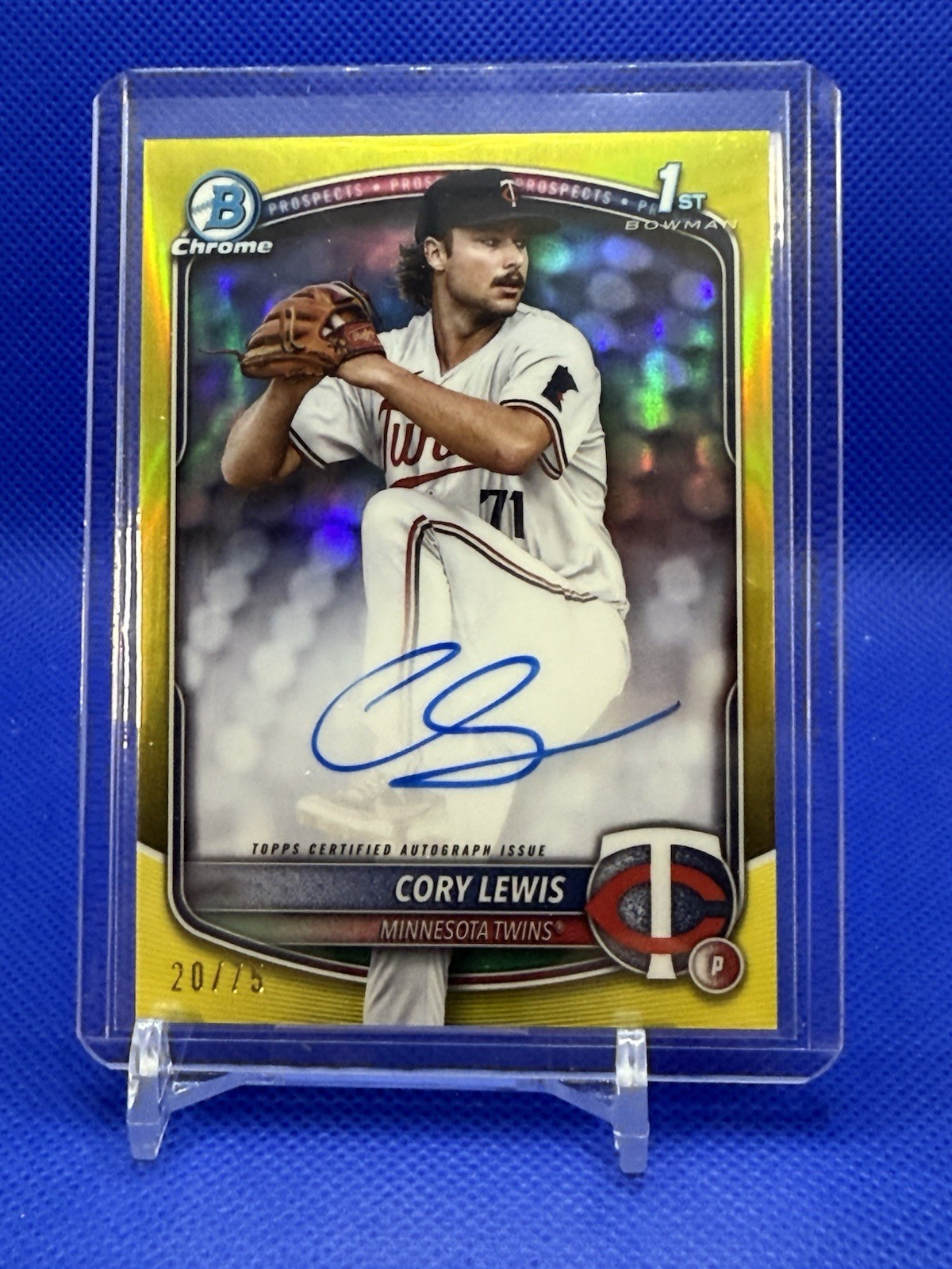 Cory Lewis 2025 Bowman Chrome /75 Auto Yellow Refractor #CPA-CLE Twins