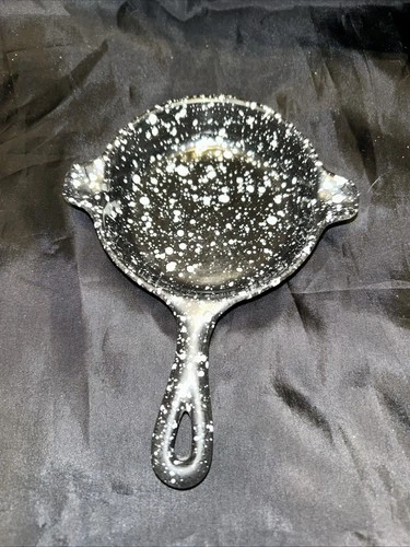 Speckled Enameled Wagner Black Cast Iron Mini Skillet USA Made Decor Gourmet VTG