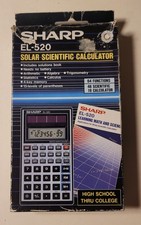 SHARP EL-520 Solar Scientific Calculator w/Box Manual Tested Works