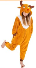 Pajamas Reindeer Kids Size 9-10 Yrs Animal One Piece Costume Cosplay...