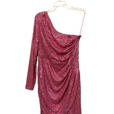 #3712 Fashion Nova Pink sequin one shoulder dress size 1X