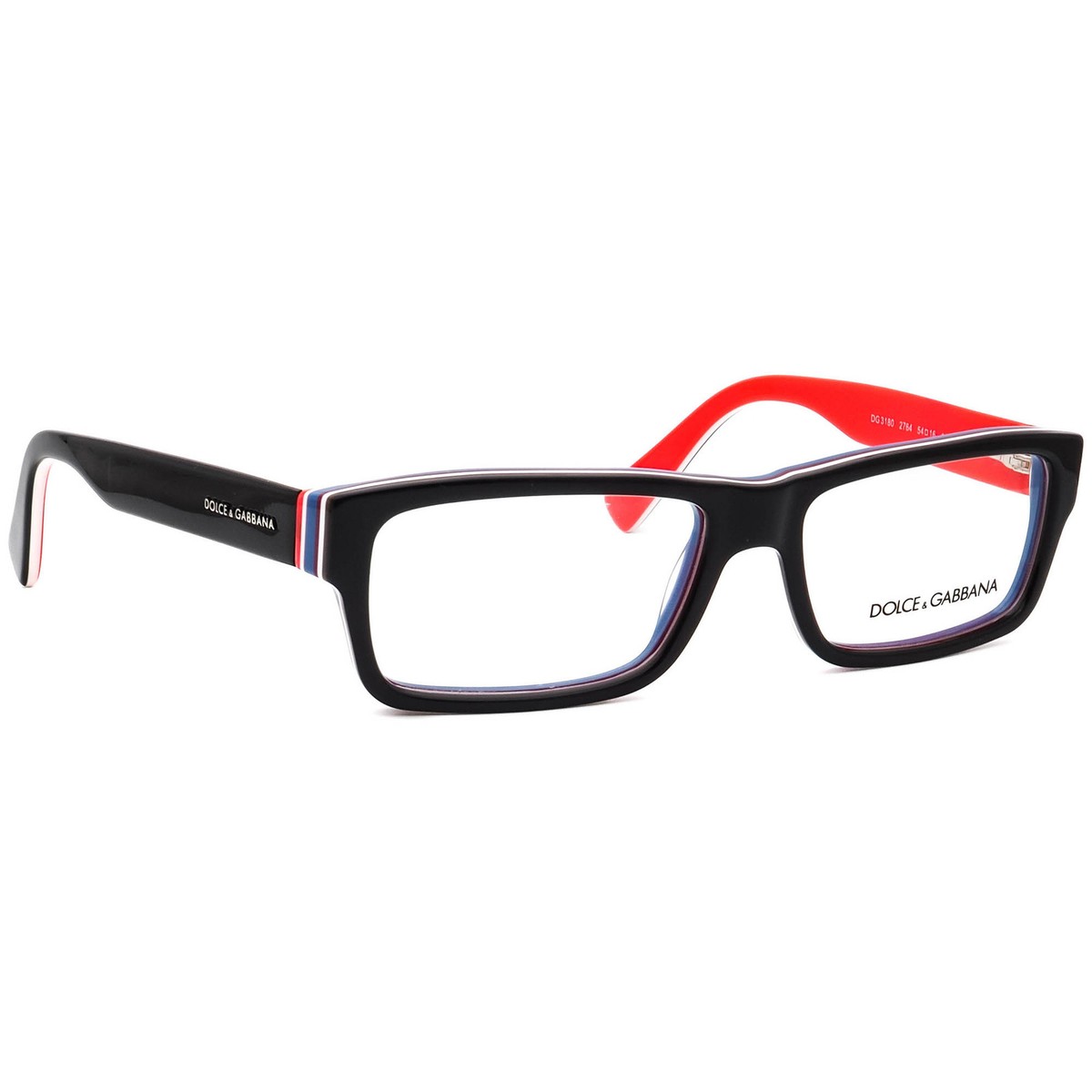 【関税&送料込】Dolce & Gabbana Dolce & Gabbana Eyeglasses DG 3180 2764 Black on White,Red