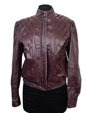 Vintage 80's Burgundy Berman’s Leather Jacket Women's 12 Michael Jackson Style