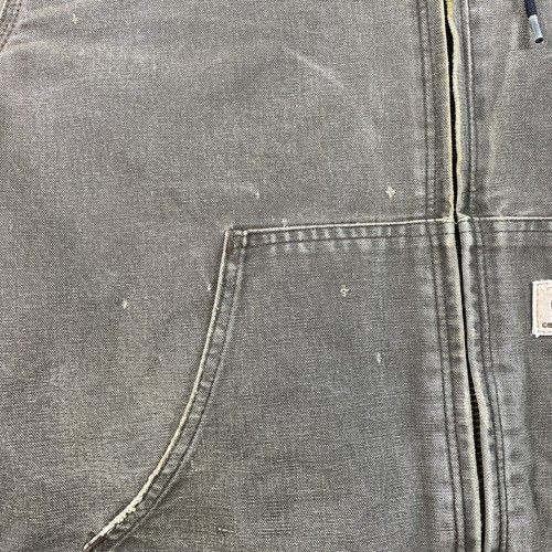 Vtg Carhartt Jacket Mens Large J130 CHT Canvas Distressed Hooded Quilt-Lined - Picture 14 of 24