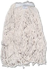 6 Pack - 8 Ply Janitorial Natural Yarn Cotton Mop Head,Cut End,Blue/White Ribbon