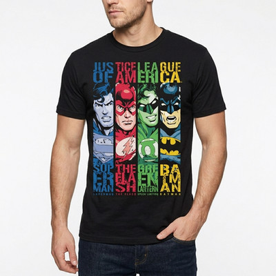 DC Comics Justice League Stripped Official Herren T-Shirt Superhero Squad Shirt