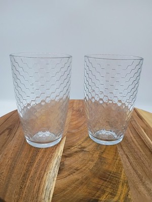 Pasabahce Clear Hexagon Honeycomb Tumblers Set of 2 12 OZ capacity