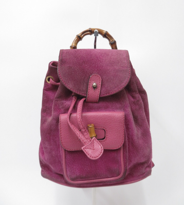 Authentic GUCCI Bamboo Suede Leather Backpack Bag I#50910 | eBay display picture 2