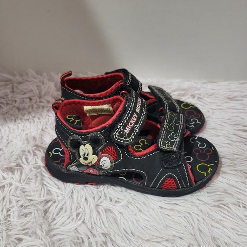 Disney Mickey Mouse Black/Red Sandals Toddler Boy Size 8 - Picture 5 of 7