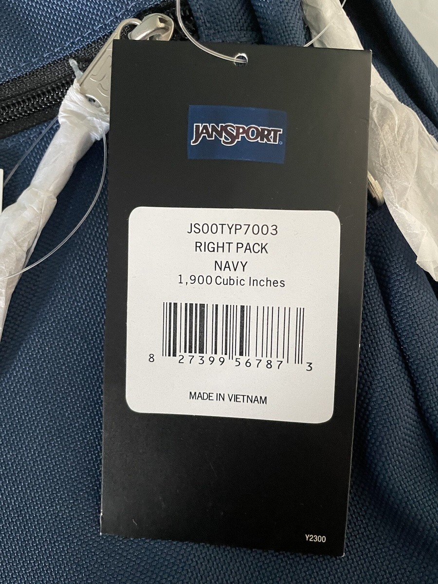 JanSport Right Pack Backpack Navy Blue JS00TYP7003 31 Liters