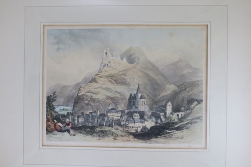 Traben Trarbach / Mosela iglesia de San Nicolás y ruinas de fortaleza litografía 19. Jh. - Imagen 2 de 12