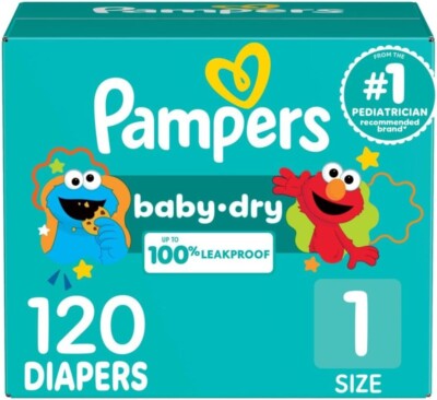 Pampers Baby Dry Disposable Diapers, Size 1 (8-14 lb) - 120 Count