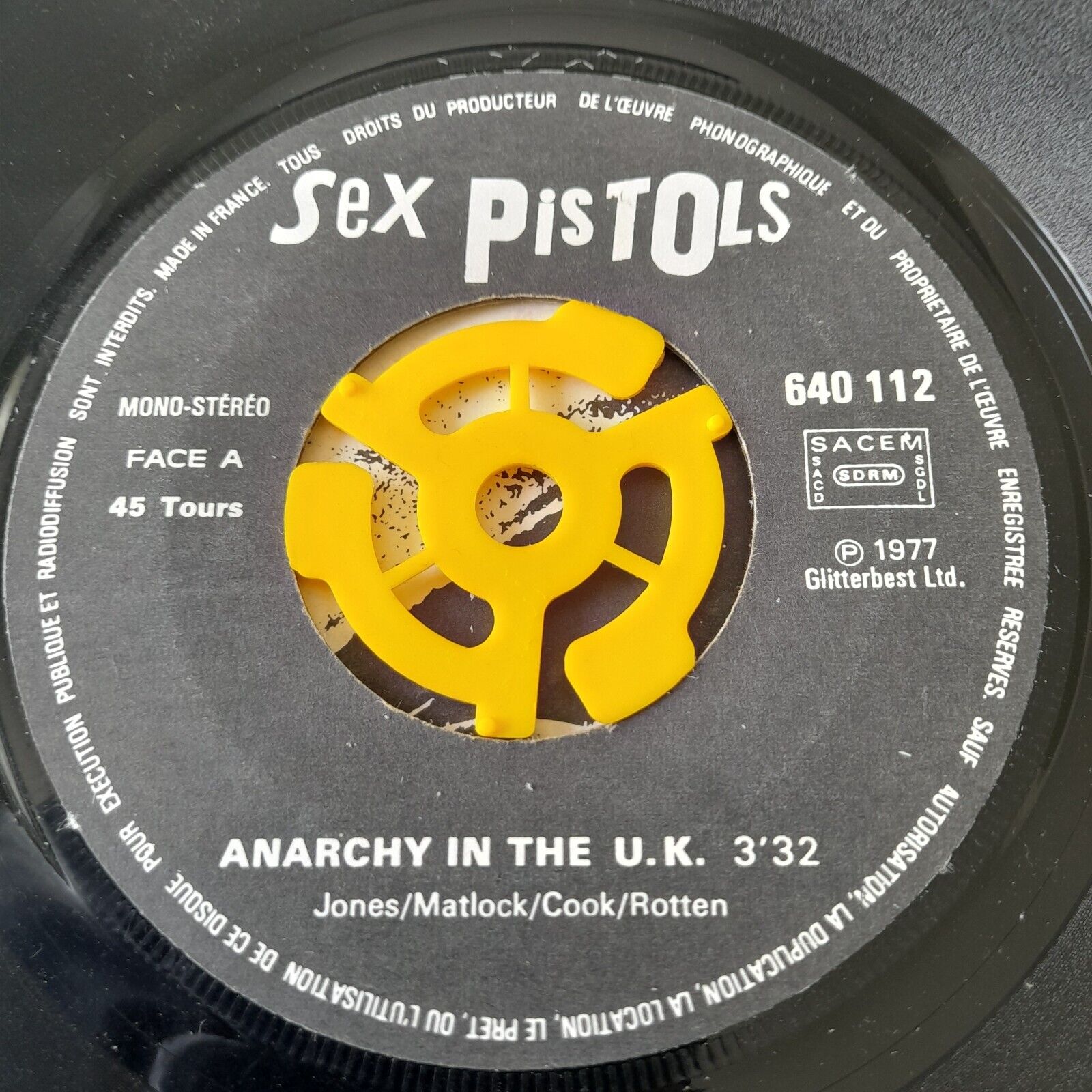 Sex Pistols   -  Anarchy In The U. K.   -  French Glitterbest Pic Sleeve  - PUNK