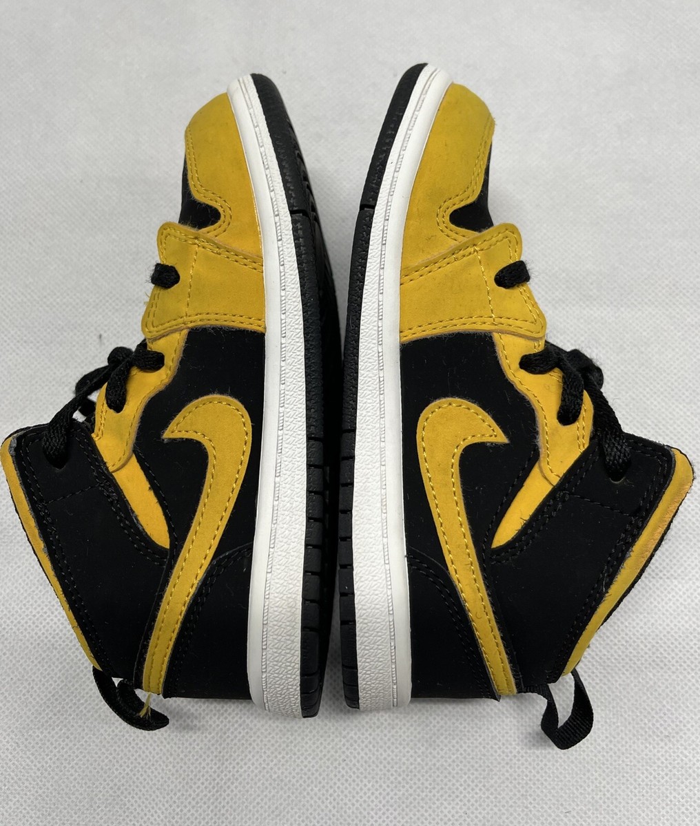 Nike Air Jordan 1 黒/金 キッズシューズ Nike Air Jordan 1 Mid Yellow Black Kids Size 10C | eBay