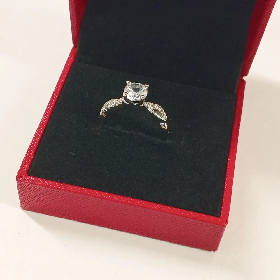 Women's Anniversary Ring Size 7.5 brass plated Prong Crystal - Image 2 of 4