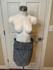 BCBG Max Azria Black White Heathered Stripe Scuba Mini Skirt, Size Medium
