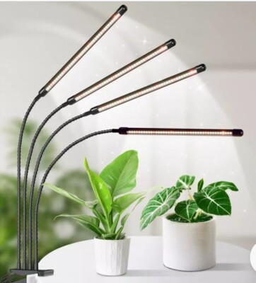 Clip-on Gooseneck LED Grow Light 5000K 2586 lumen High PPF for Seedling, 4 Heads