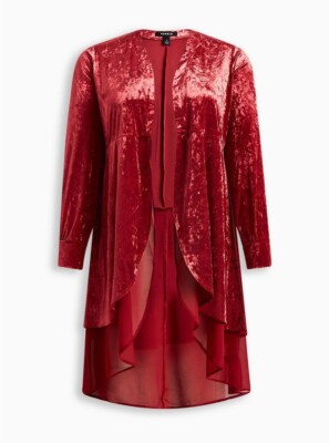 Torrid Velvet Chiffon Mix Kimono Red Plus Size 0 L 12 #D20862