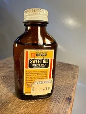 Vintage Revco Pharmacy Sweet Oil (olive oil) Collectible Medicine Bottle