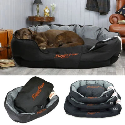 BINGO PAW Luxury Extra Large Orthopedic Pet Sofa Dog Bed Raised Pillow Bolster Waterproof
