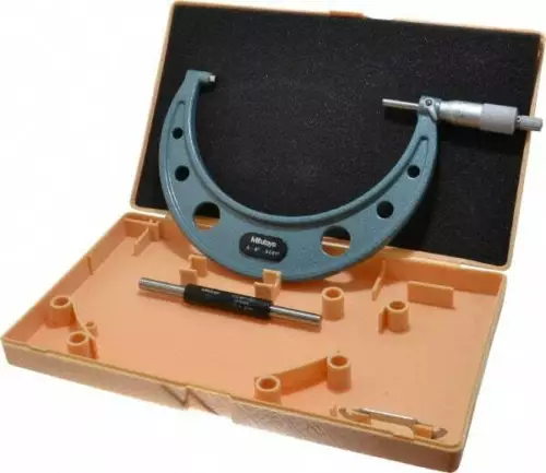 Mitutoyo 103-220 Mechanical Outside Micrometer with Ratchet Stop, 5" to 6" Range