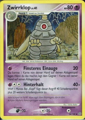 Pokemon Karte Trading Card Game D&P Sturmtief Nr. 34/100 Zwirrklop