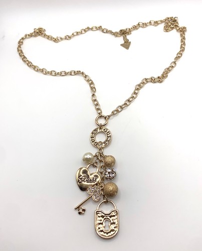 Collana Guess Charm lucchetto cuore chiave tono oro - Foto 2 di 8