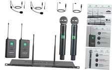 Wireless Microphone System, 4-channel Uhf Wireless Mic Set With