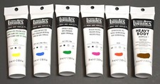 Yellow Blue Green Reds Umber - 6 x Liquitex Heavy Body Acrylics - Retail 55.73 