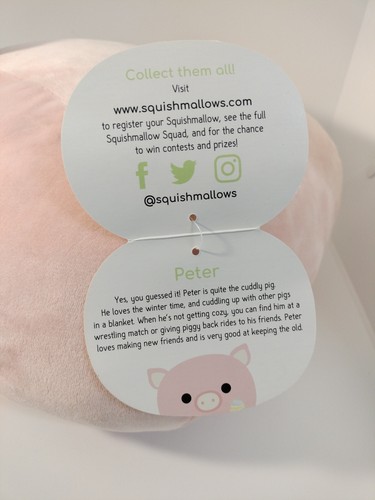 Peter 12" squishmallow impilabile 2020 in peluche nuovo con etichette rosa maiale pasqua - Foto 9 di 9