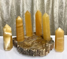 Wholesale Lot 1 Lb Natural Orange Calcite Obelisk Tower Point Crystal Healing