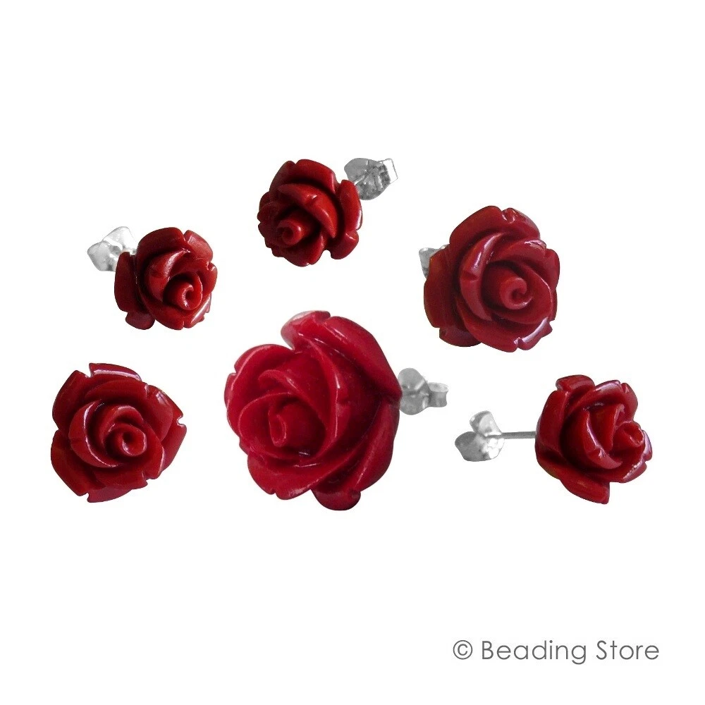 Silver rose 2024 earrings studs