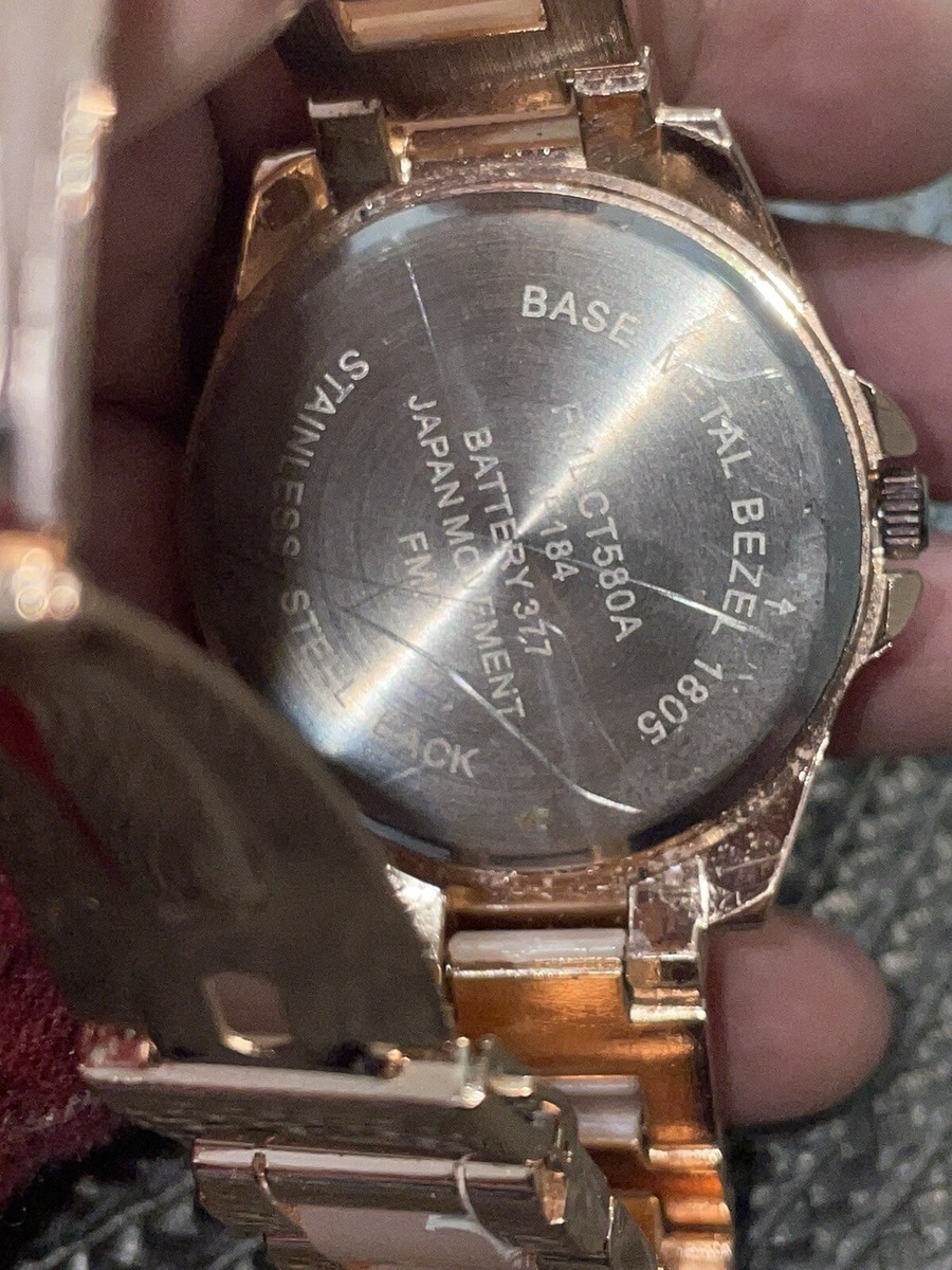 Vintage Valletta Watch Rose Gold Tone Rhinestone Stainless